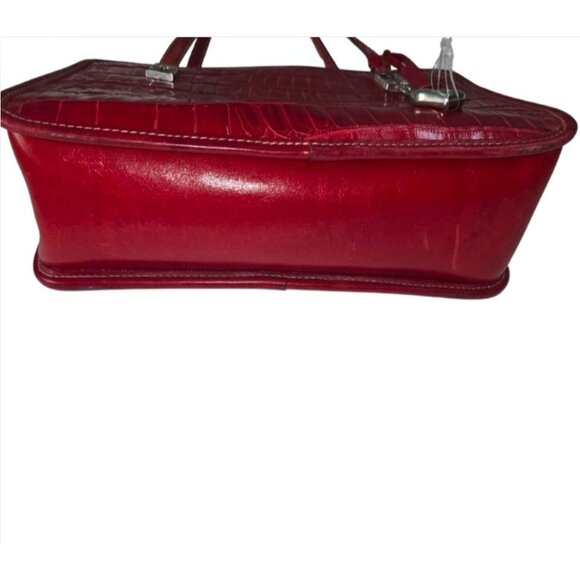 Vintage Y2K Brighton Red Croc Leather Silver Heart Charm Shoulder Bag - Picture 4 of 8